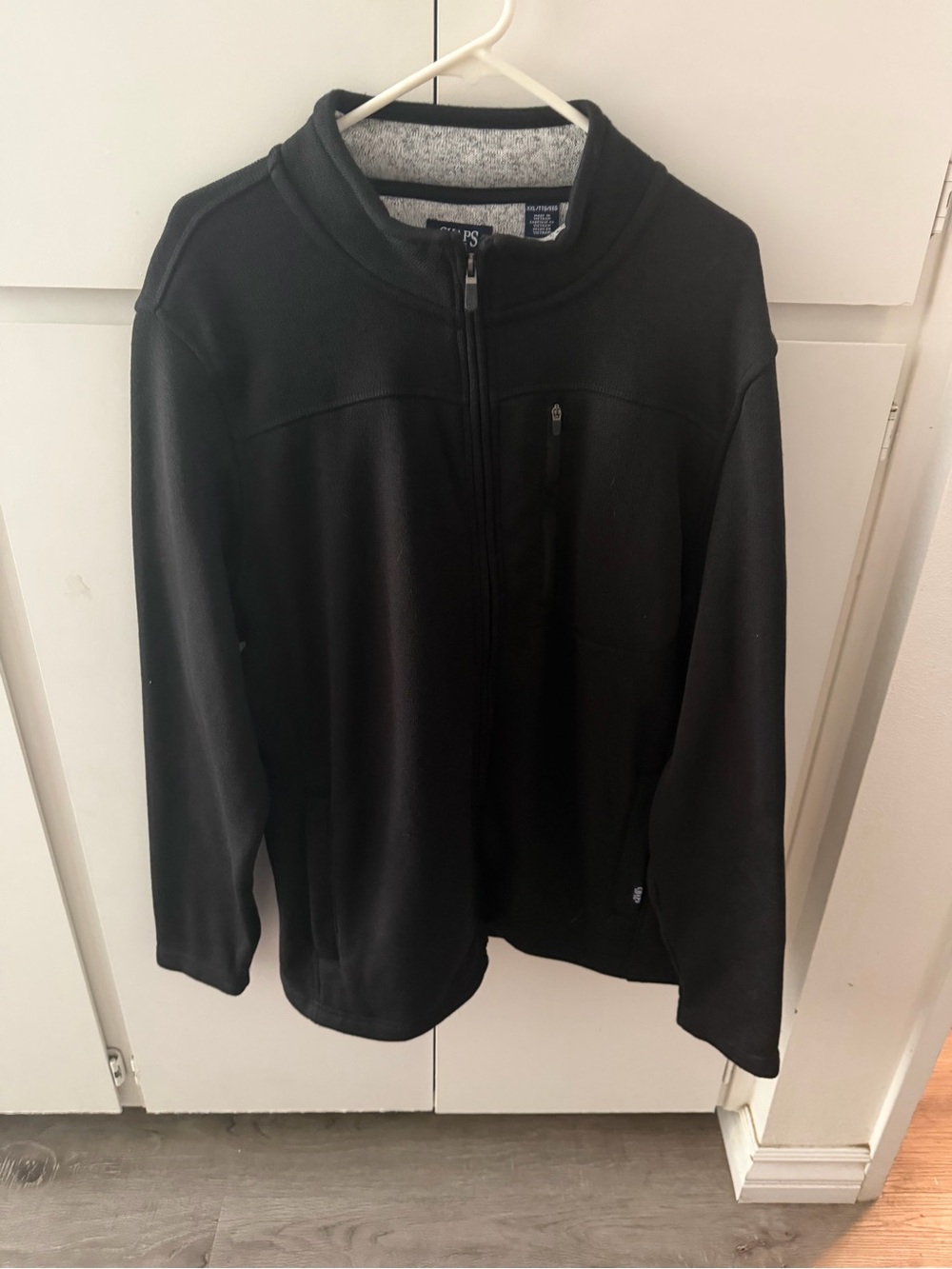 Chaps Black Full-Zip Lightweight Fleece Jacket